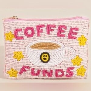 New Beaded 'Coffee Funds' Pink Coin Pouch